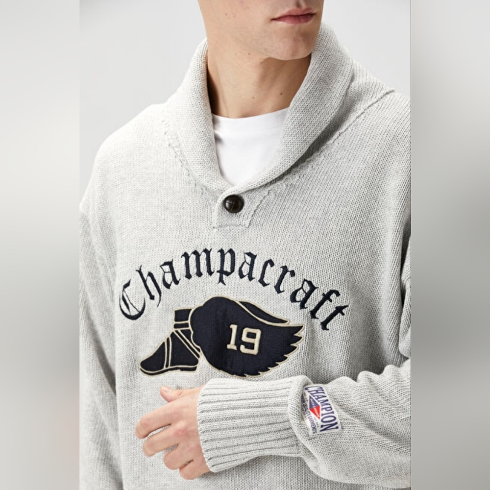 LIMITED EDITION Champion Shawl Sweater With Embroidery - Picture 2 of 14